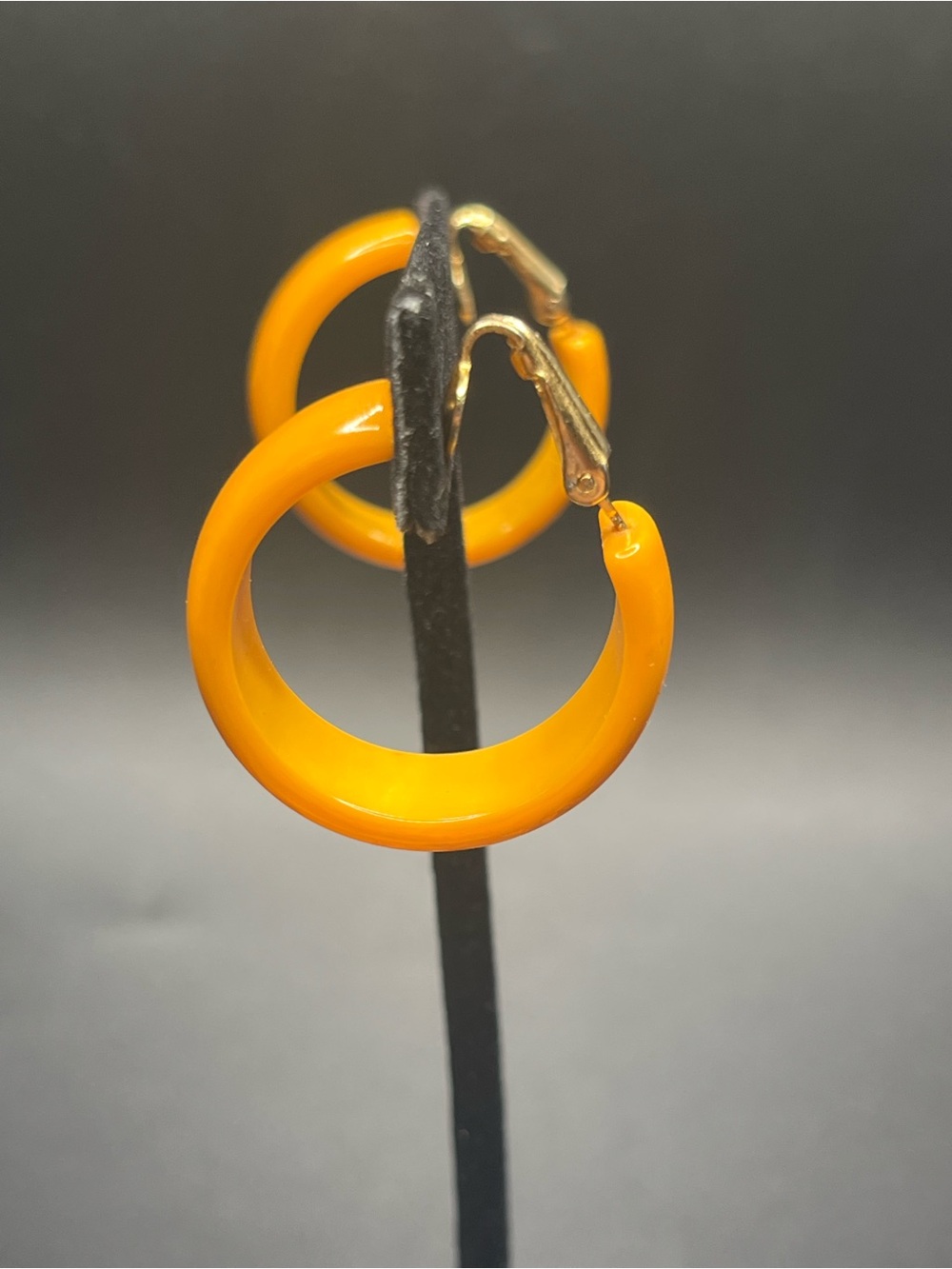 Vintage Bakelite Butterscotch Hoop Clip-On Earrings